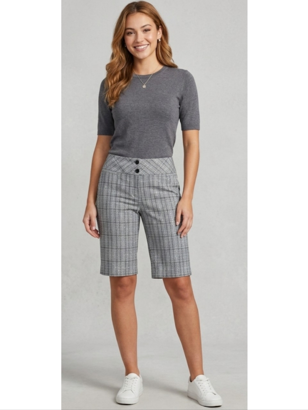 Maurices Junior's Sparkle Plaid Bermuda Shorts